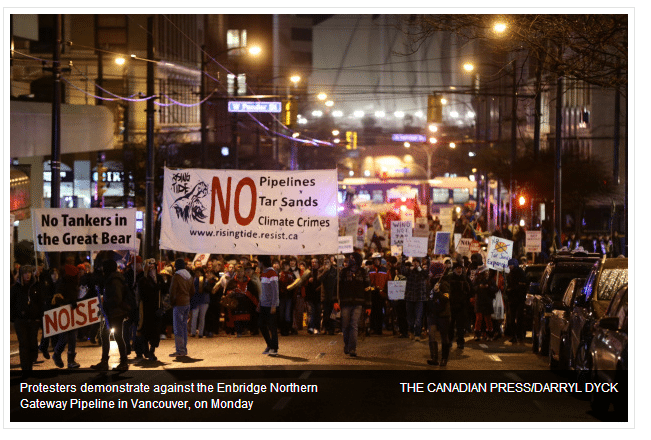 تظاهرات بیش از هزار نفر در اعتراض به پروژه خط لوله «دروازه شمالی» در ونکوور
